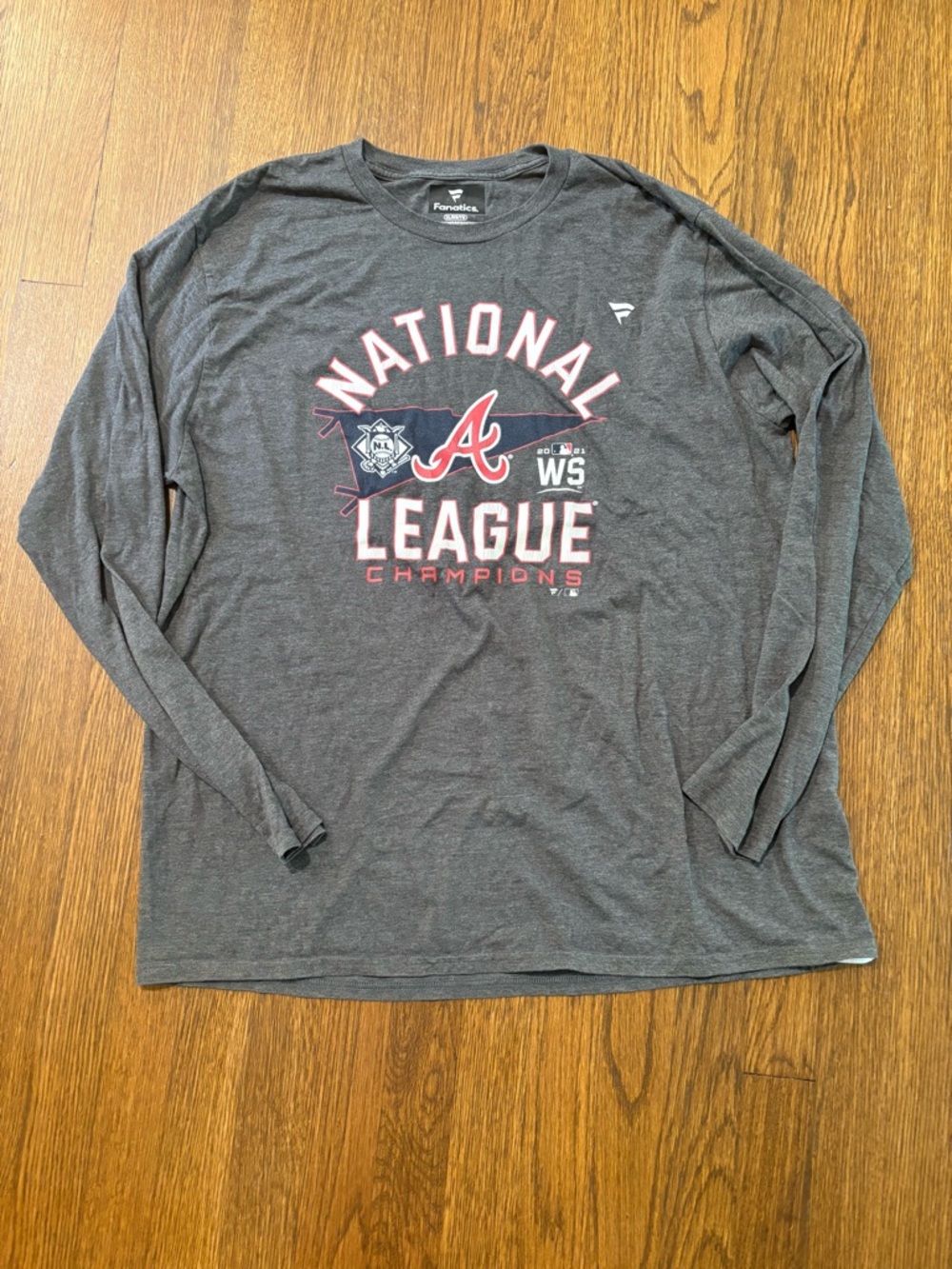 Fanatics Dark Gray Atlanta Braves National League Champions Long Sleeve Tee